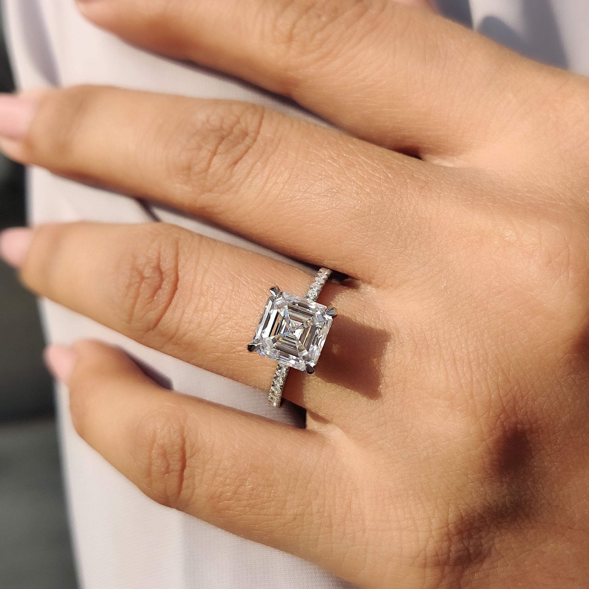 Hidden Halo Asscher Cut Moissanite Ring Secondary image