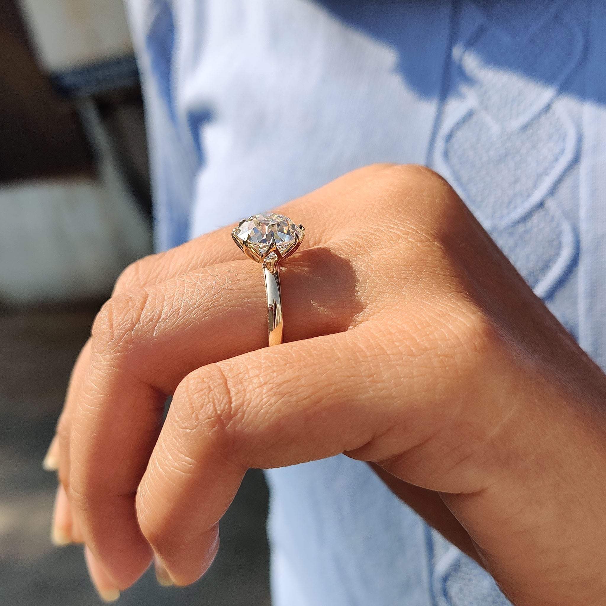 Round Old European Cut Engagement Ring