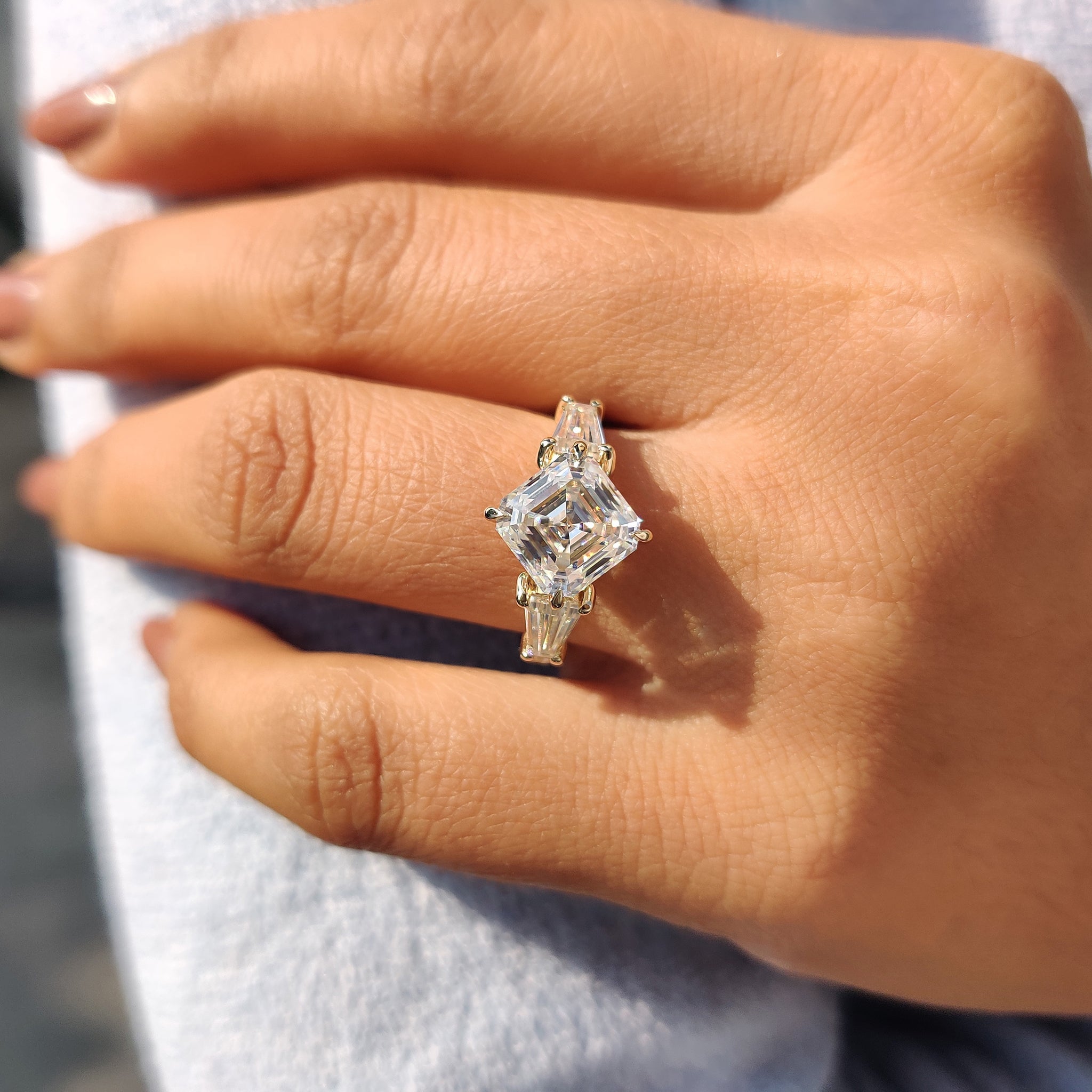 Octavia Cut Hidden Halo Engagement Ring Secondary image