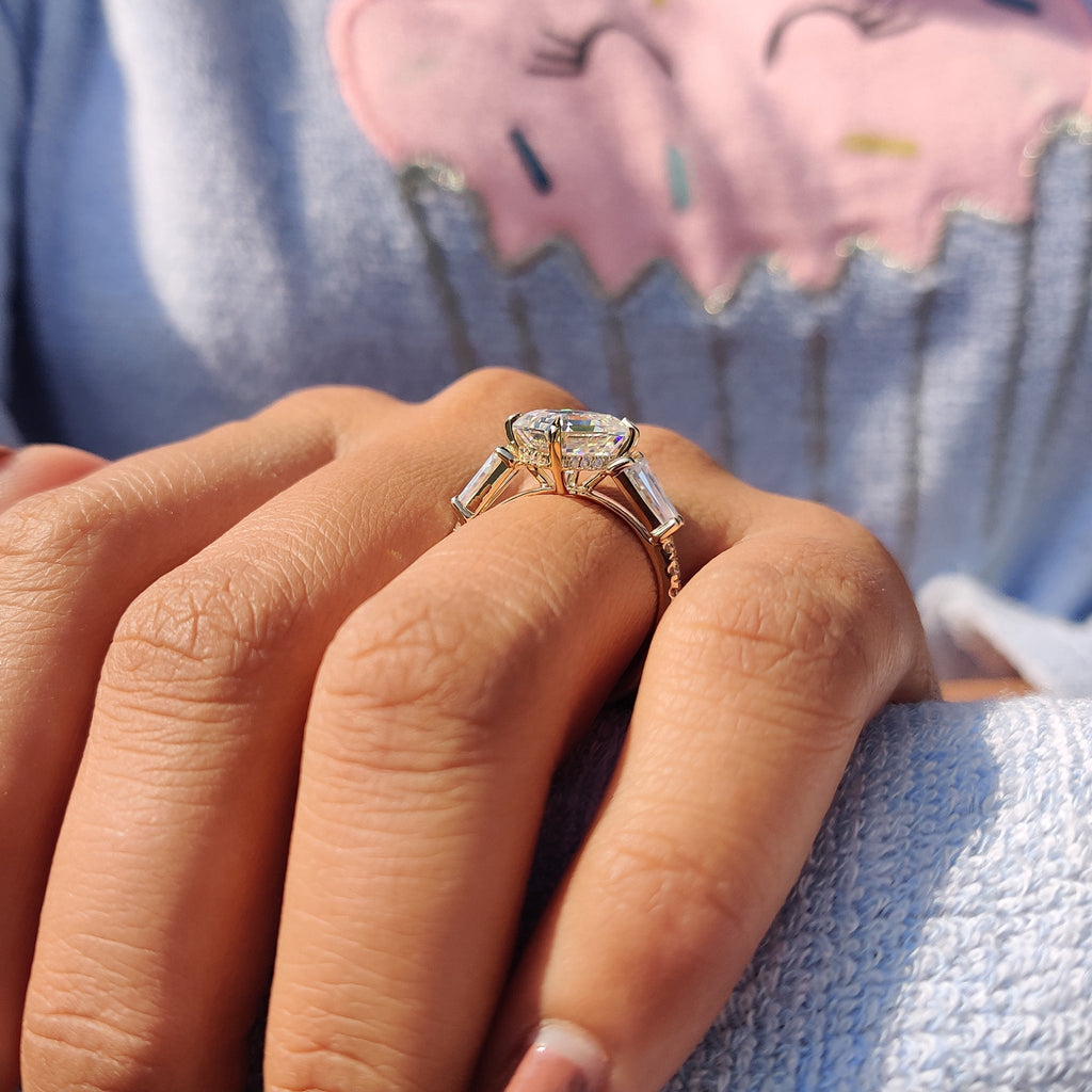 Octavia Cut Hidden Halo Engagement Ring