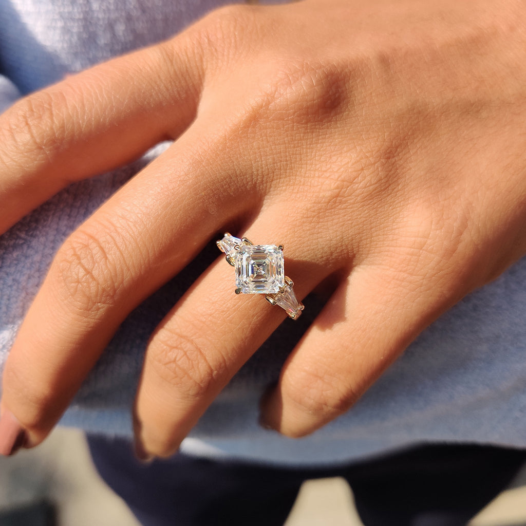 Octavia Cut Hidden Halo Engagement Ring