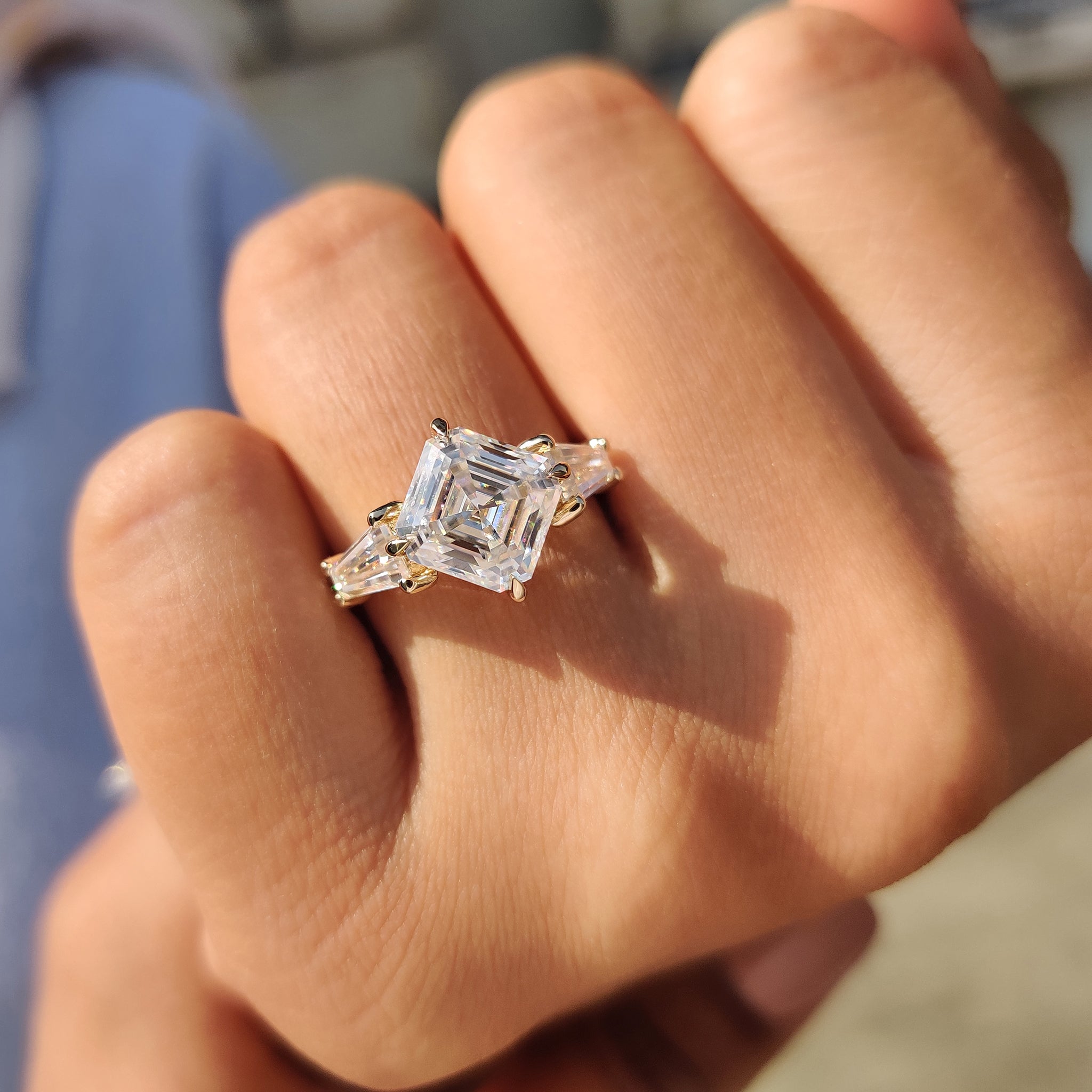 Octavia Cut Hidden Halo Engagement Ring Main image