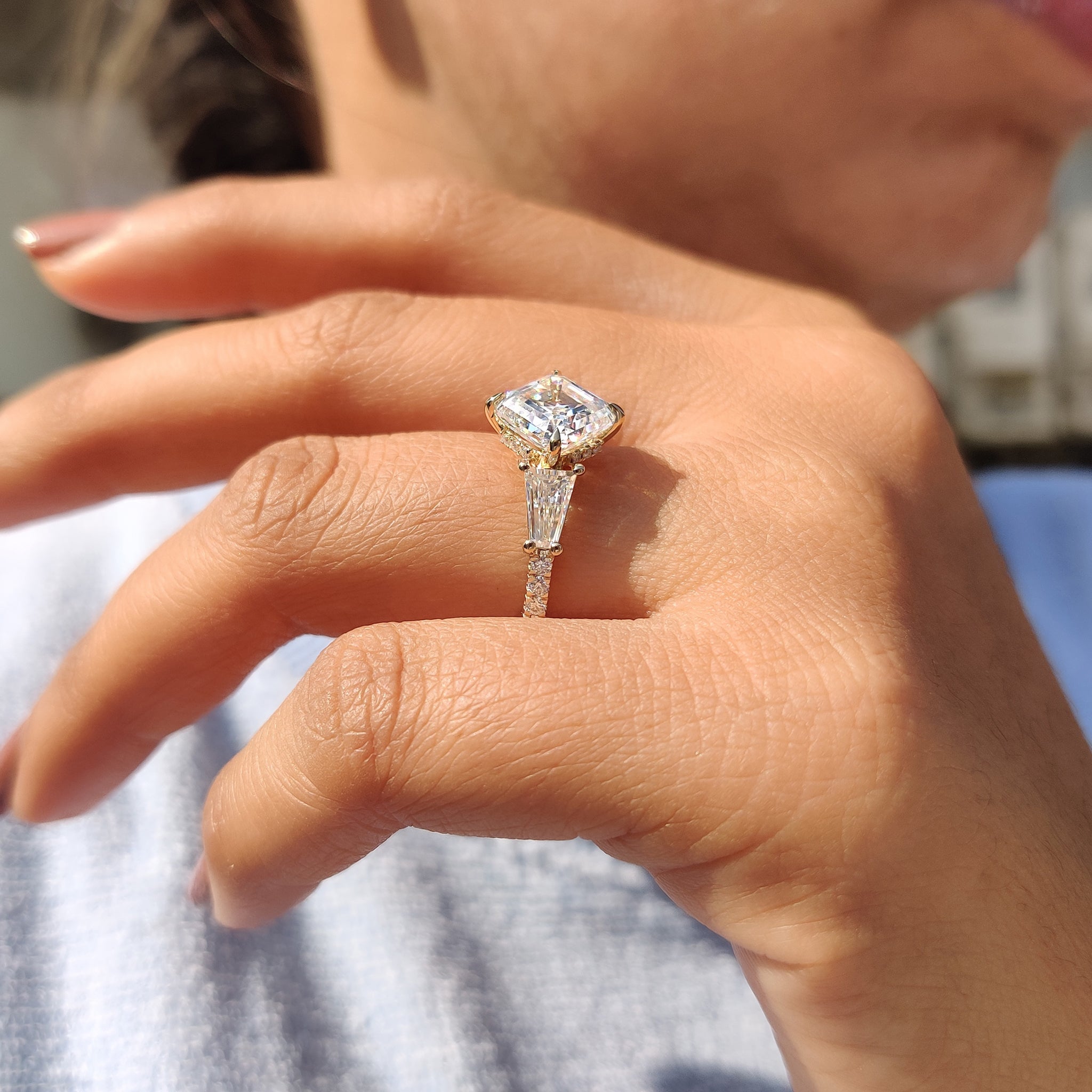 Octavia Cut Hidden Halo Engagement Ring