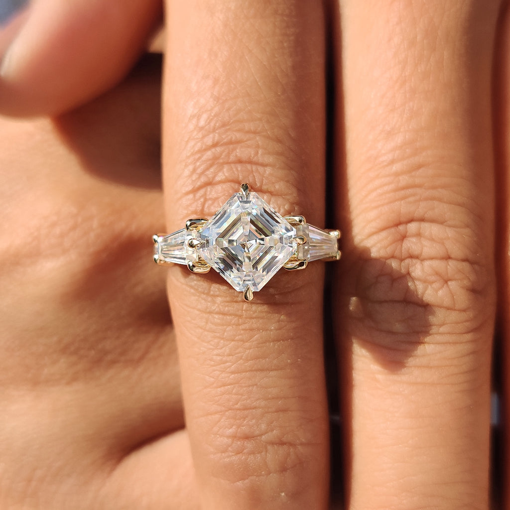 Octavia Cut Hidden Halo Engagement Ring