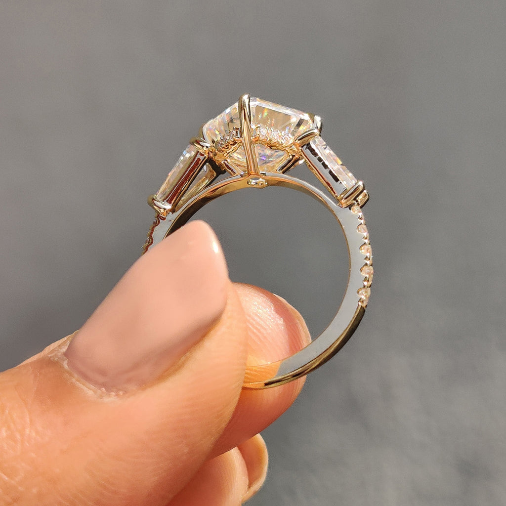 Octavia Cut Hidden Halo Engagement Ring