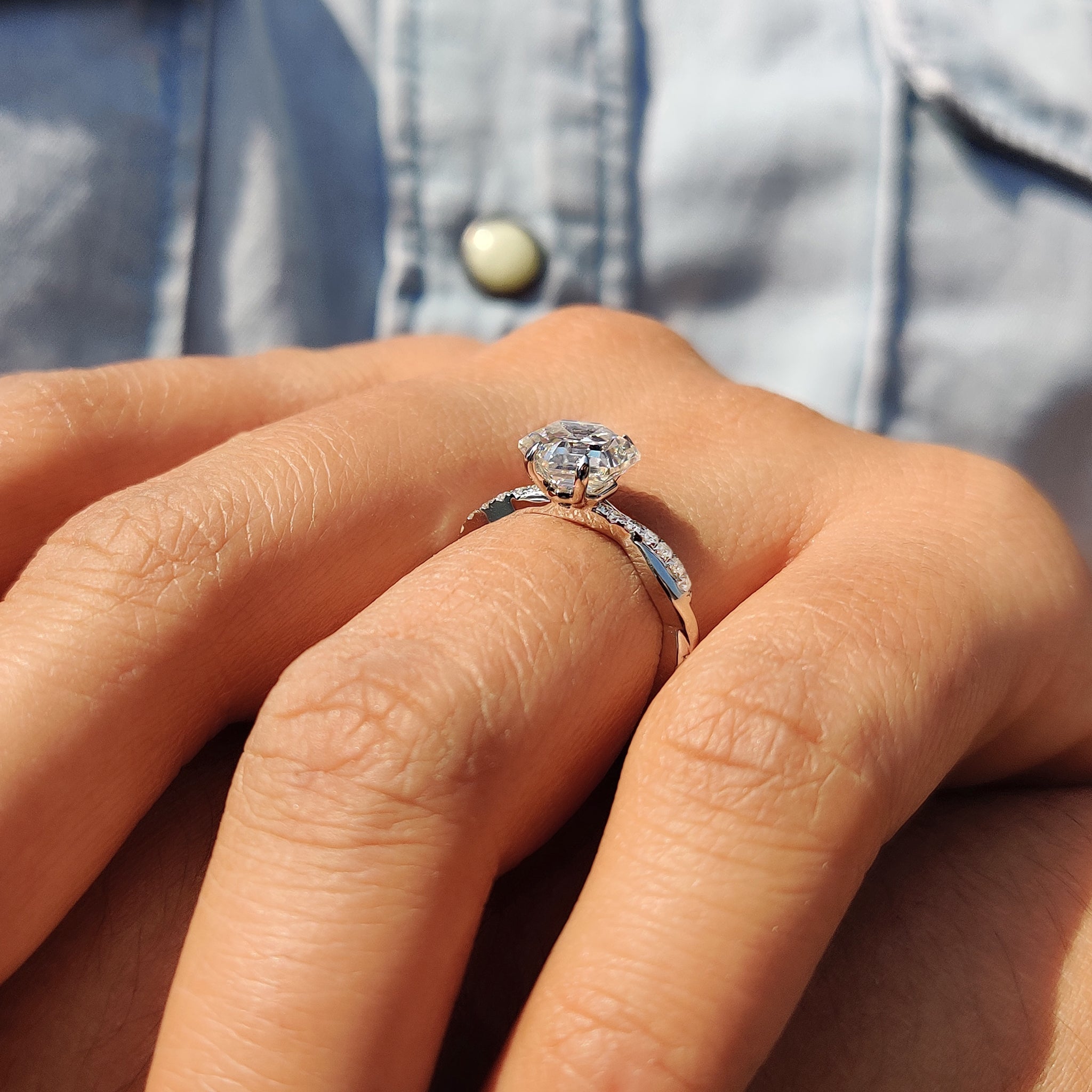 Twisted Pave Hexagon Engagement Ring