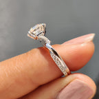 Twisted Pave Hexagon Engagement Ring