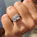Pear And Emerald Cut Ring In Toi Et Moi Style