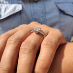 Marquise Moissanite Ring With 2 Kite Side Stone