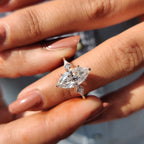 Marquise Moissanite Ring With 2 Kite Side Stone