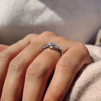 Moissanite Pear Ring With Marquise And Round Cut Side Stone