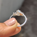 Moissanite Pear Ring With Marquise And Round Cut Side Stone