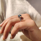 Green Round Rose Cut Solitaire Ring in Bezel Setting Style