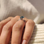 Green Round Rose Cut Solitaire Ring in Bezel Setting Style