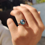 Green Round Rose Cut Solitaire Ring in Bezel Setting Style