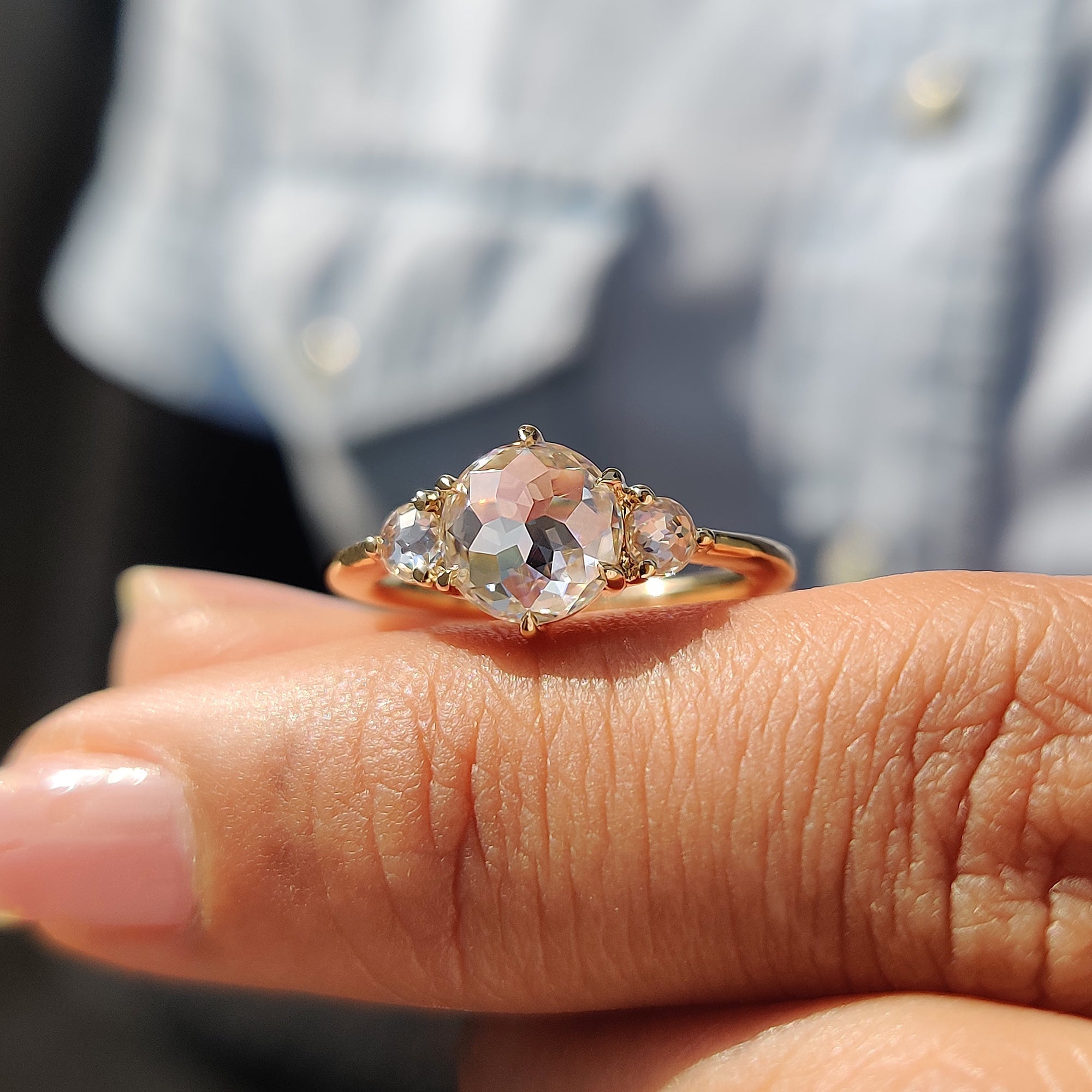 Three Stone Round Rose Cut Ring Secondary image