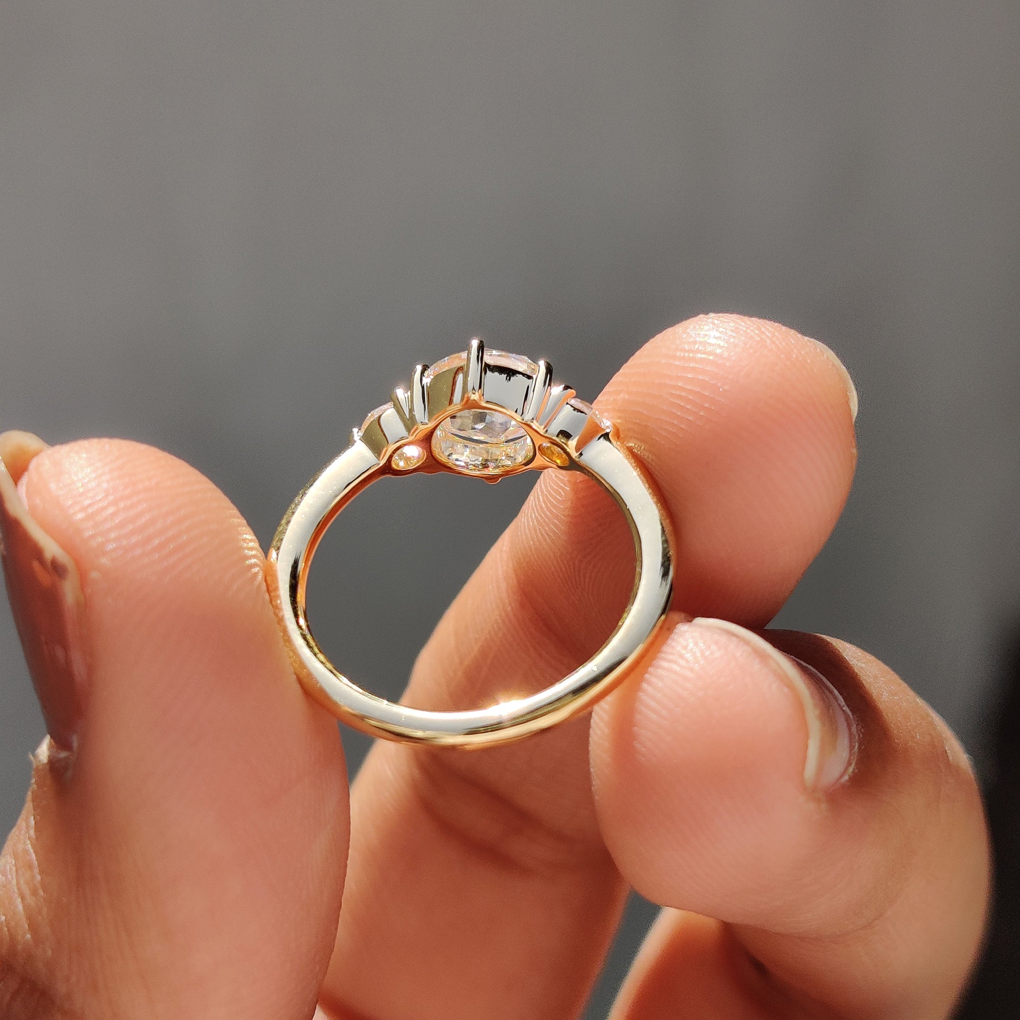 Three Stone Round Rose Cut Ring