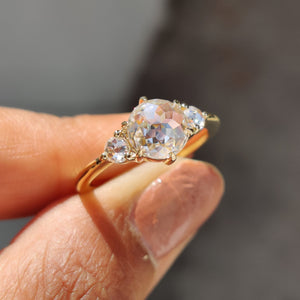 Three Stone Round Rose Cut Ring