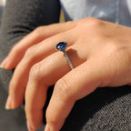 Royal Dark Blue Round Pave Engagement Ring