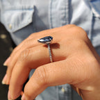 Royal Dark Blue Pear Shaped Engagement Ring