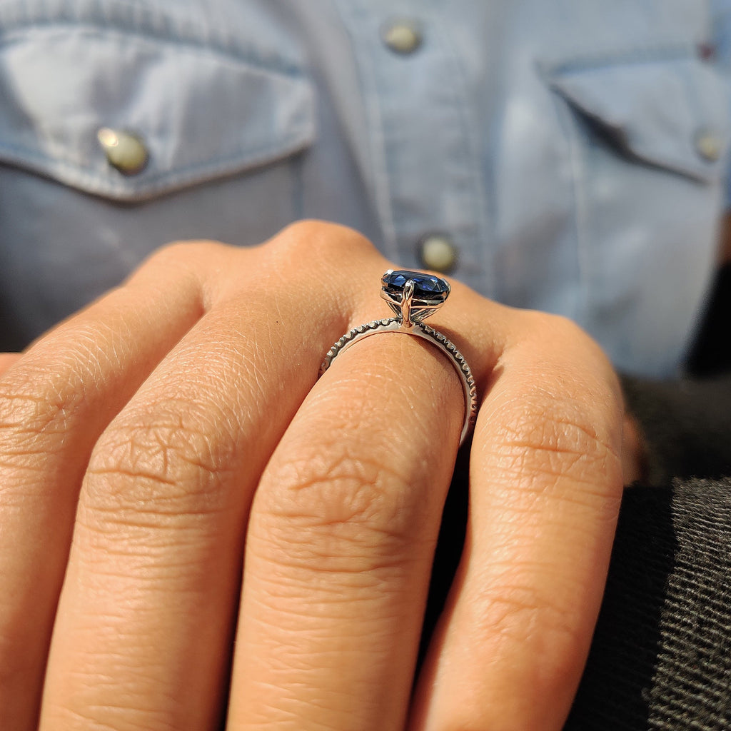 Royal Dark Blue Pear Shaped Engagement Ring