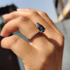 Royal Dark Blue Pear Shaped Engagement Ring