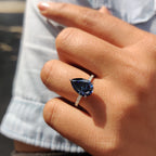 Royal Dark Blue Pear Shaped Engagement Ring
