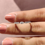 Marquise And Round Diamond Wedding Band With Shared Prong