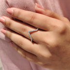 Round Diamond V Shaped Wedding Band