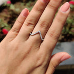 Round Diamond V Shaped Wedding Band