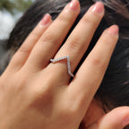 Round Diamond V Shaped Wedding Band