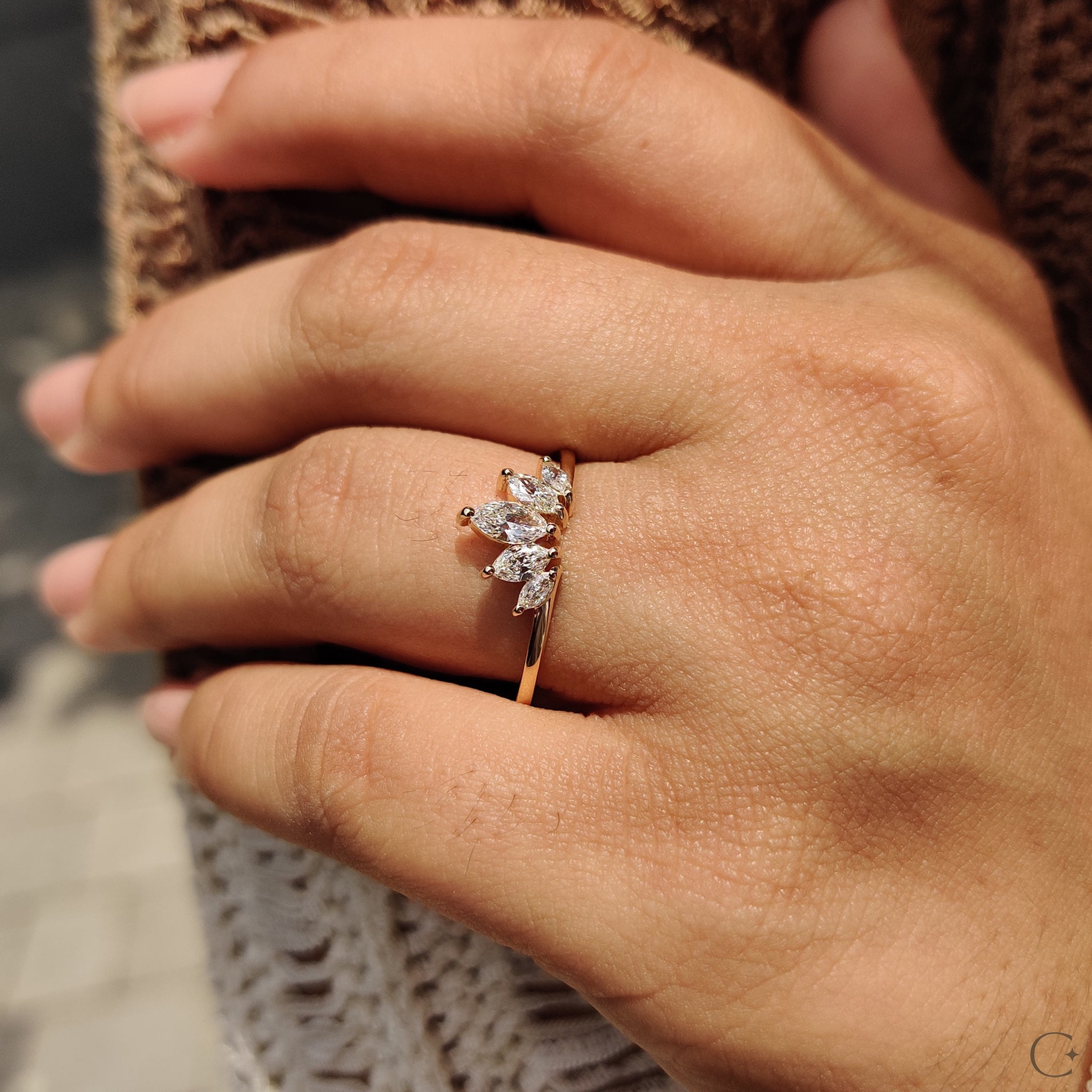 Tiara Marquise Diamond Wedding Band