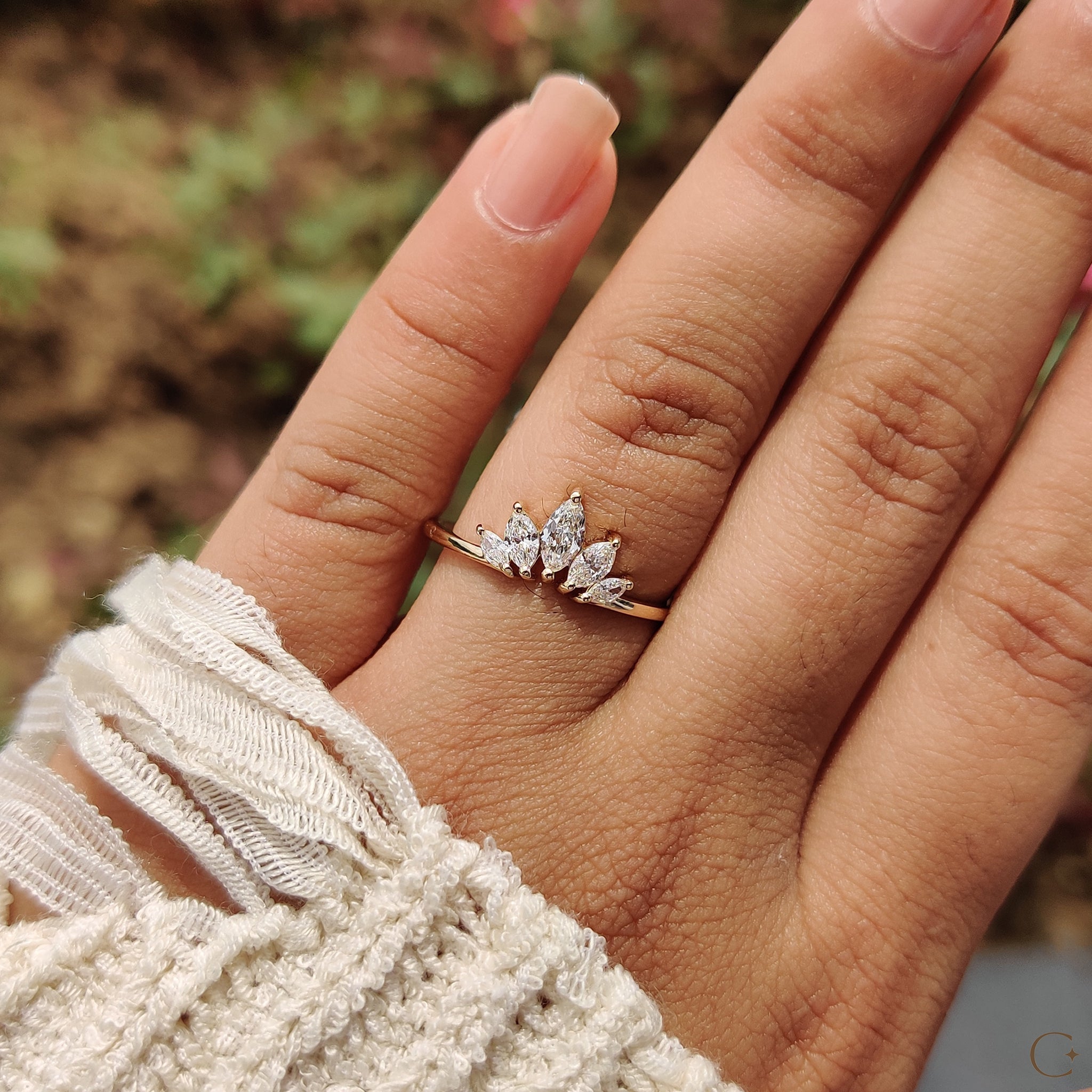 Tiara Marquise Diamond Wedding Band