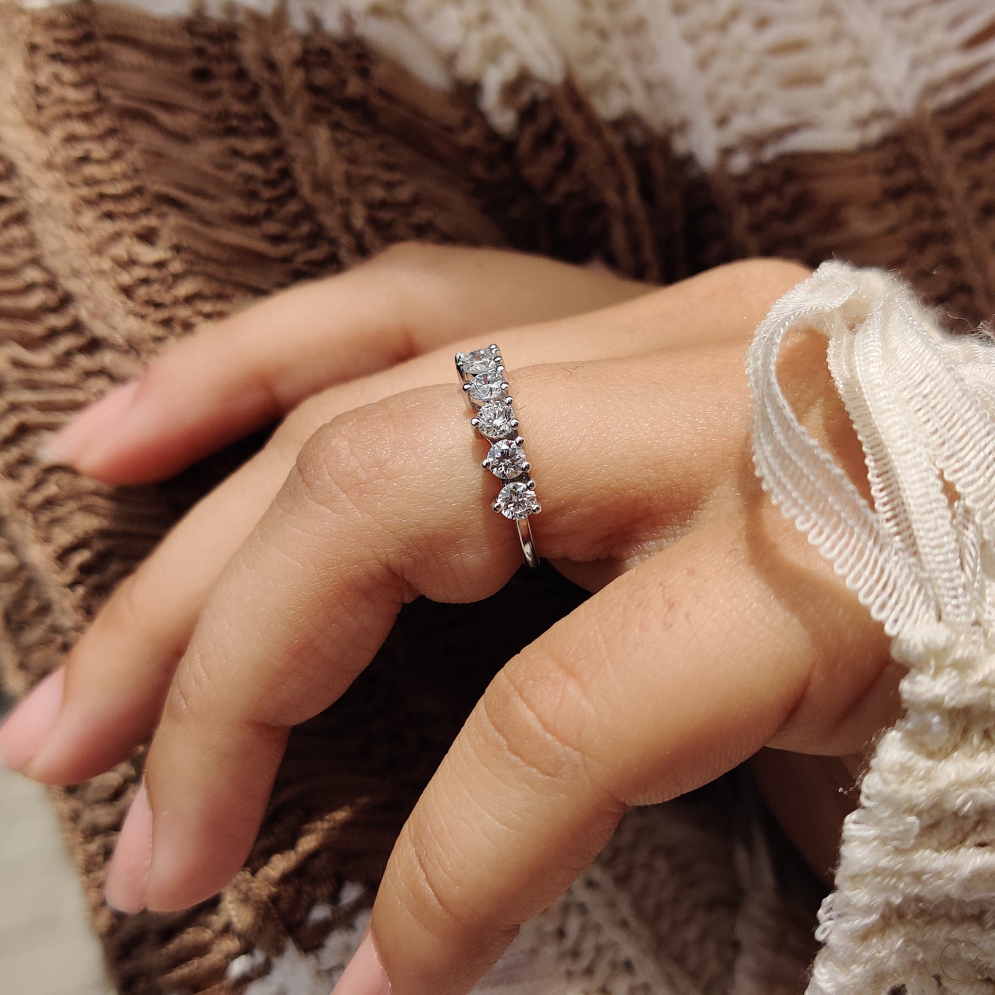 Round Diamond Band In Half Eternity