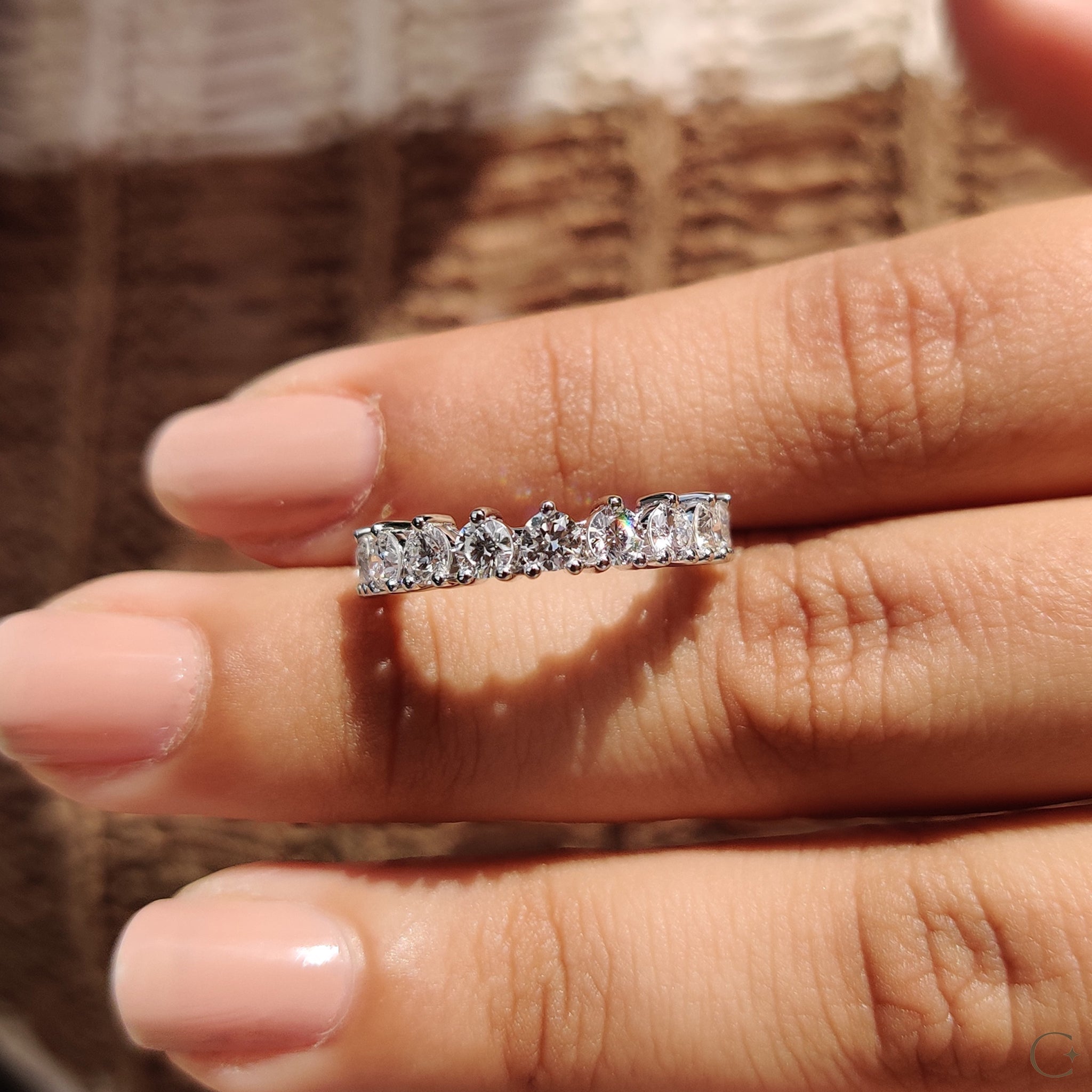 Round Diamond Band In Half Eternity