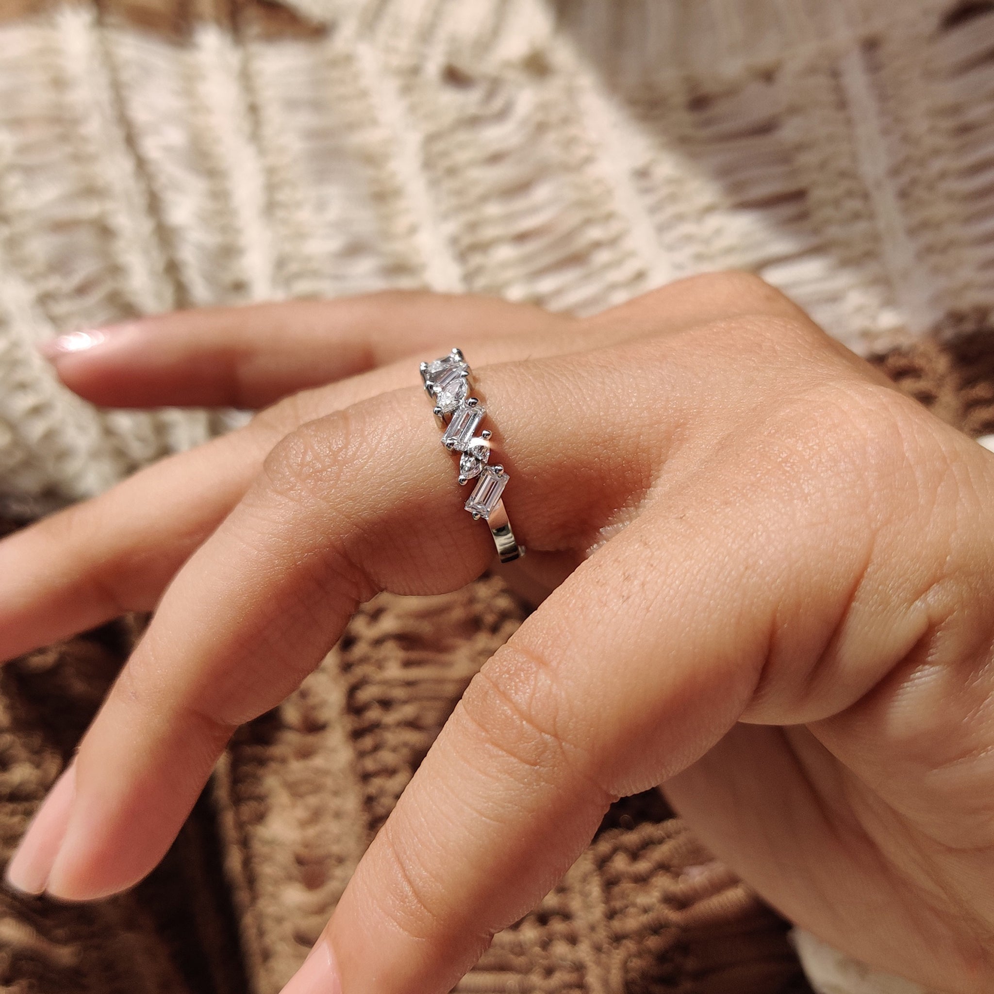 Marquise And Baguette Diamond Band In Half Eternity