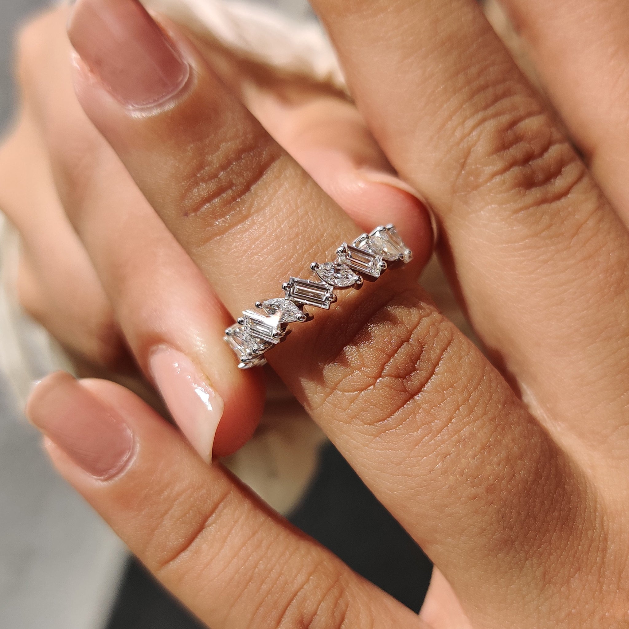 Marquise And Baguette Diamond Band In Half Eternity