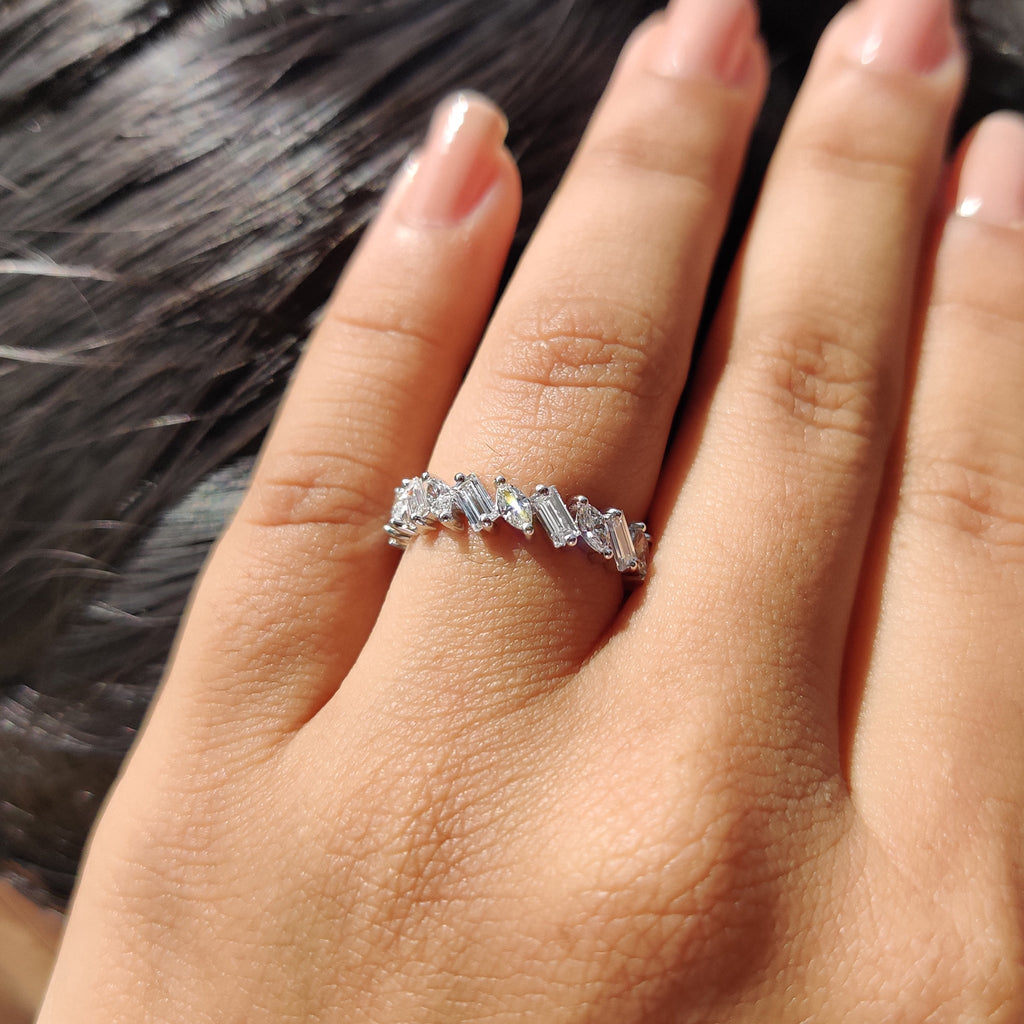 Marquise And Baguette Diamond Band In Half Eternity