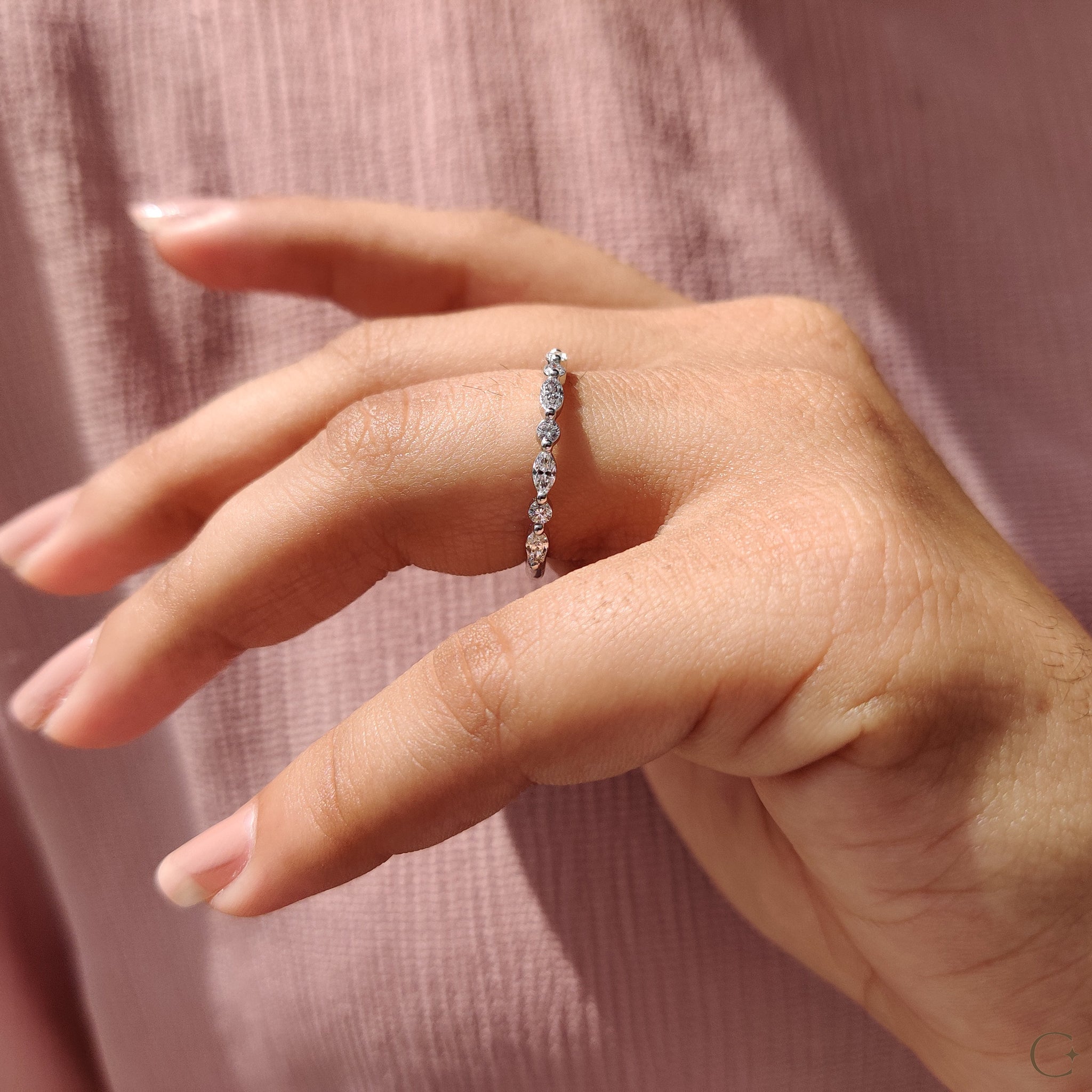 Marquise Diamond Band In Shared Prong Style