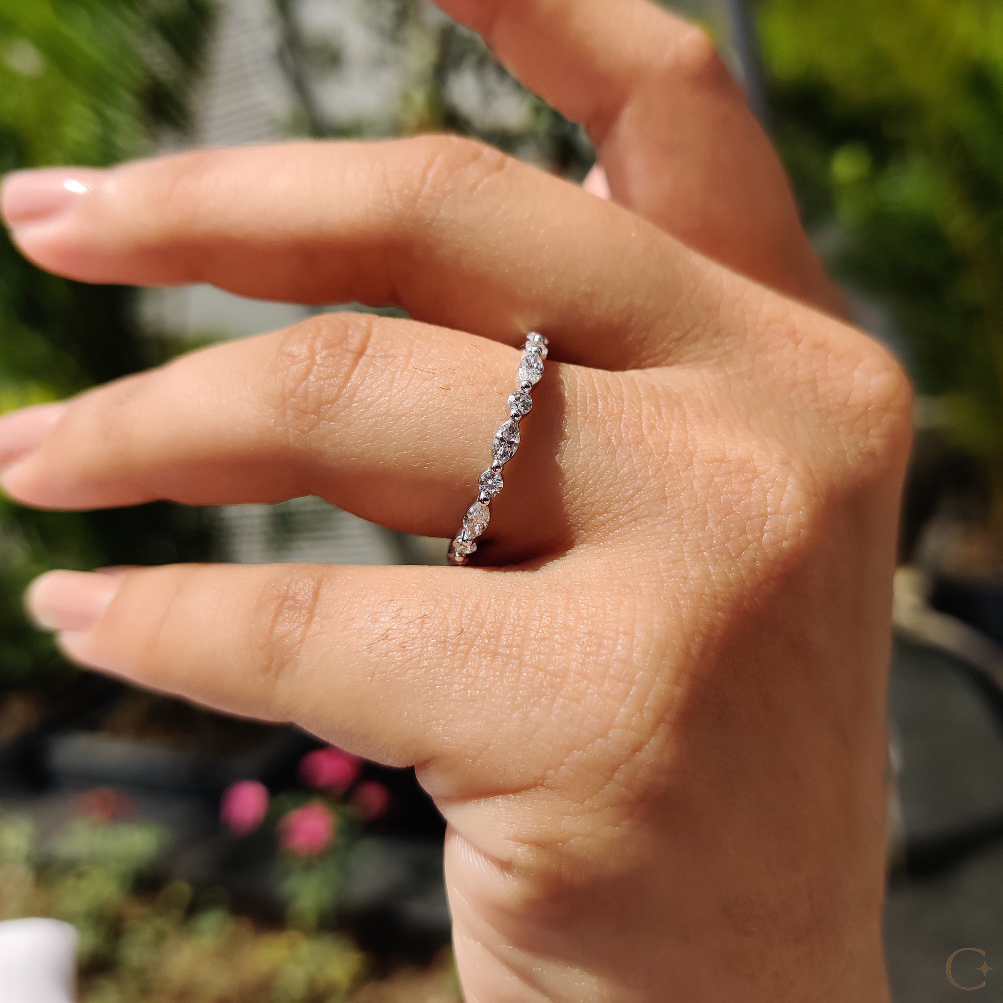 Marquise Diamond Band In Shared Prong Style