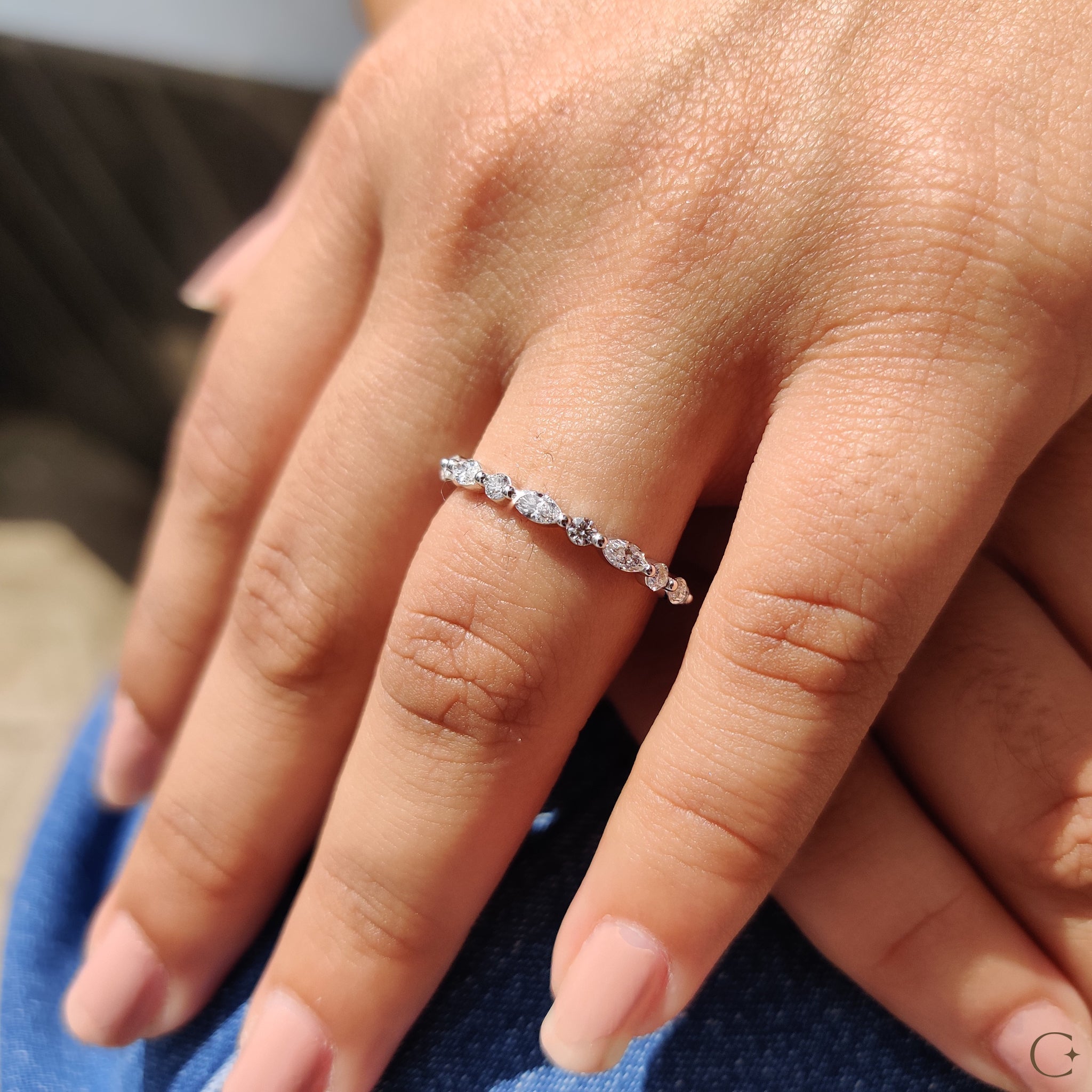 Marquise Diamond Band In Shared Prong Style