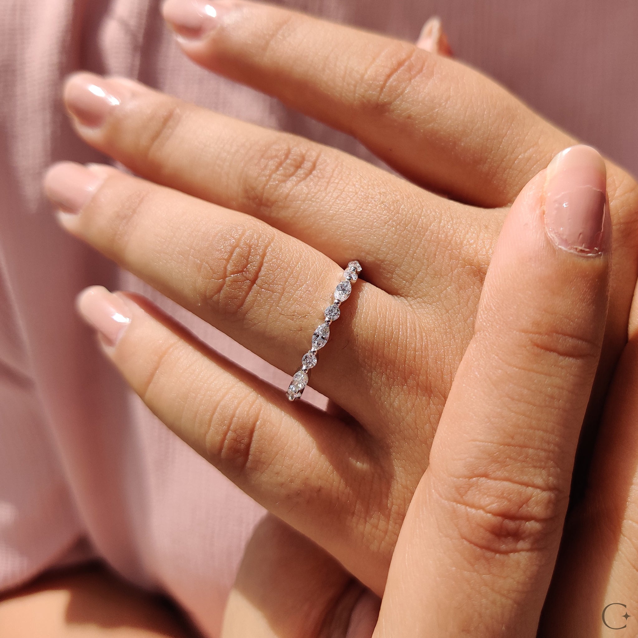 Marquise Diamond Band In Shared Prong Style