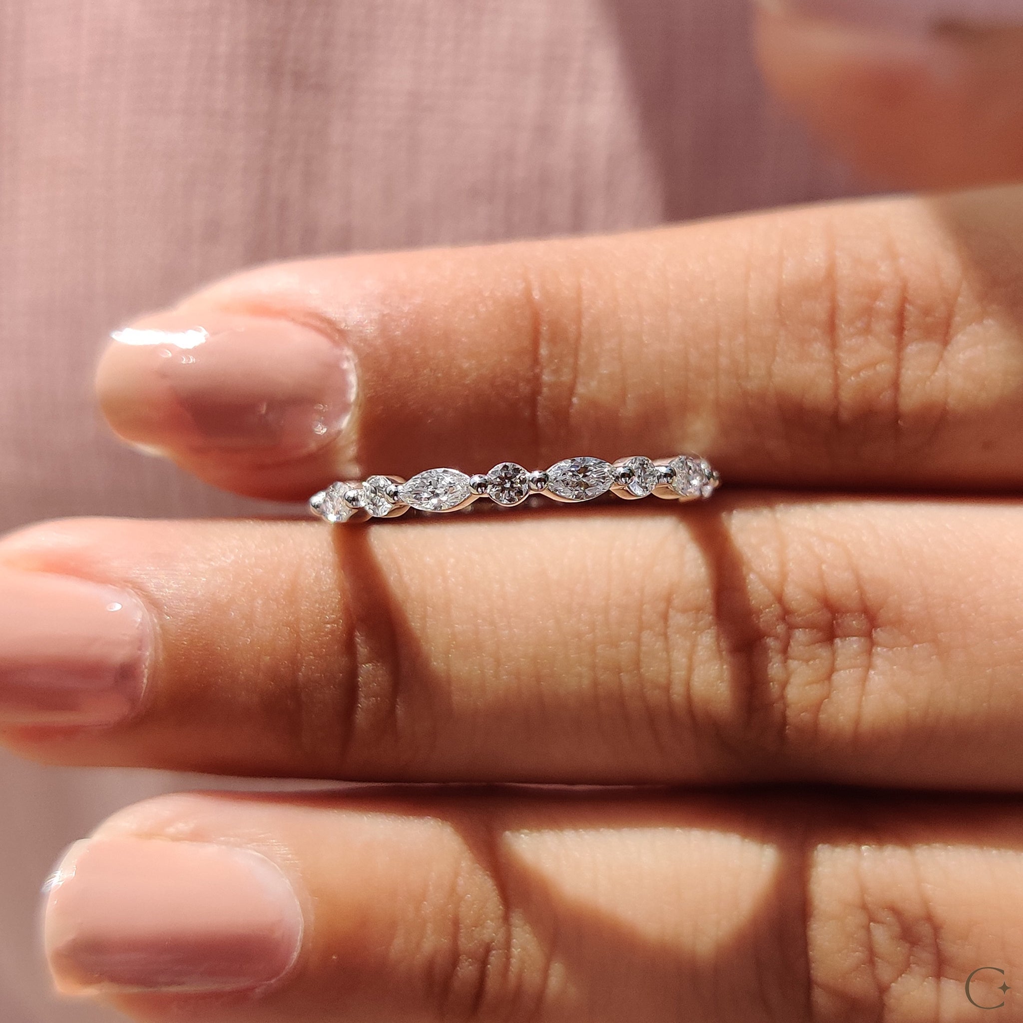 Marquise Diamond Band In Shared Prong Style