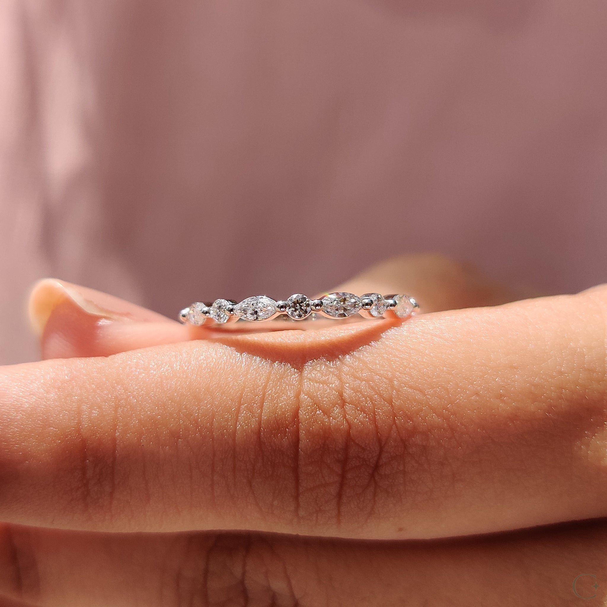 Marquise Diamond Band In Shared Prong Style