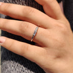 Morse Code Baguette And Round Wedding Band