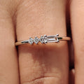 Morse Code Baguette And Round Wedding Band