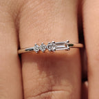 Morse Code Baguette And Round Wedding Band