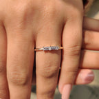 Baguette And Round Cut Yellow Gold Diamond Wedding Band