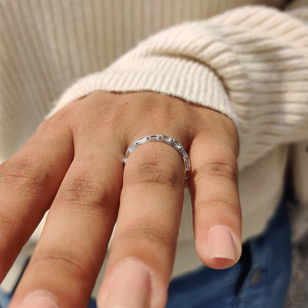 Full Eternity Emerald Cut Diamond Band