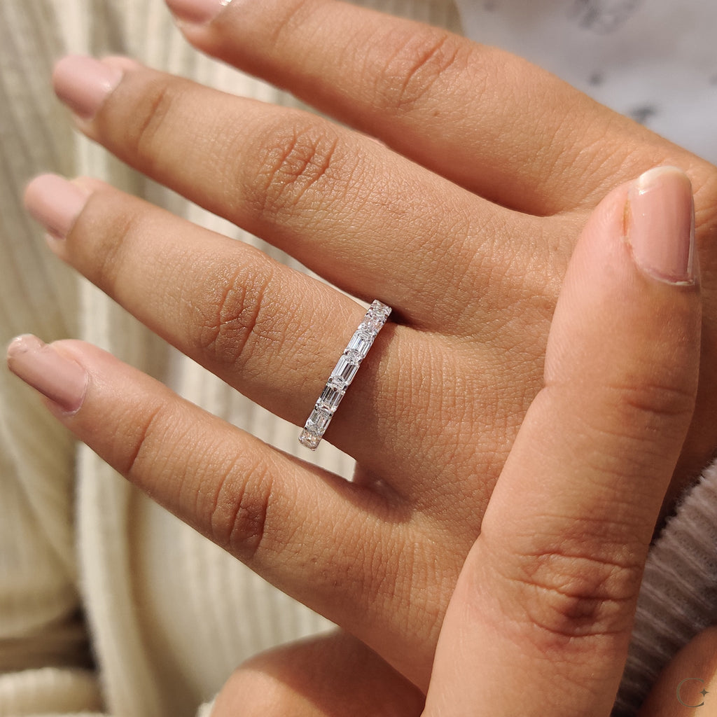 Full Eternity Emerald Cut Diamond Band